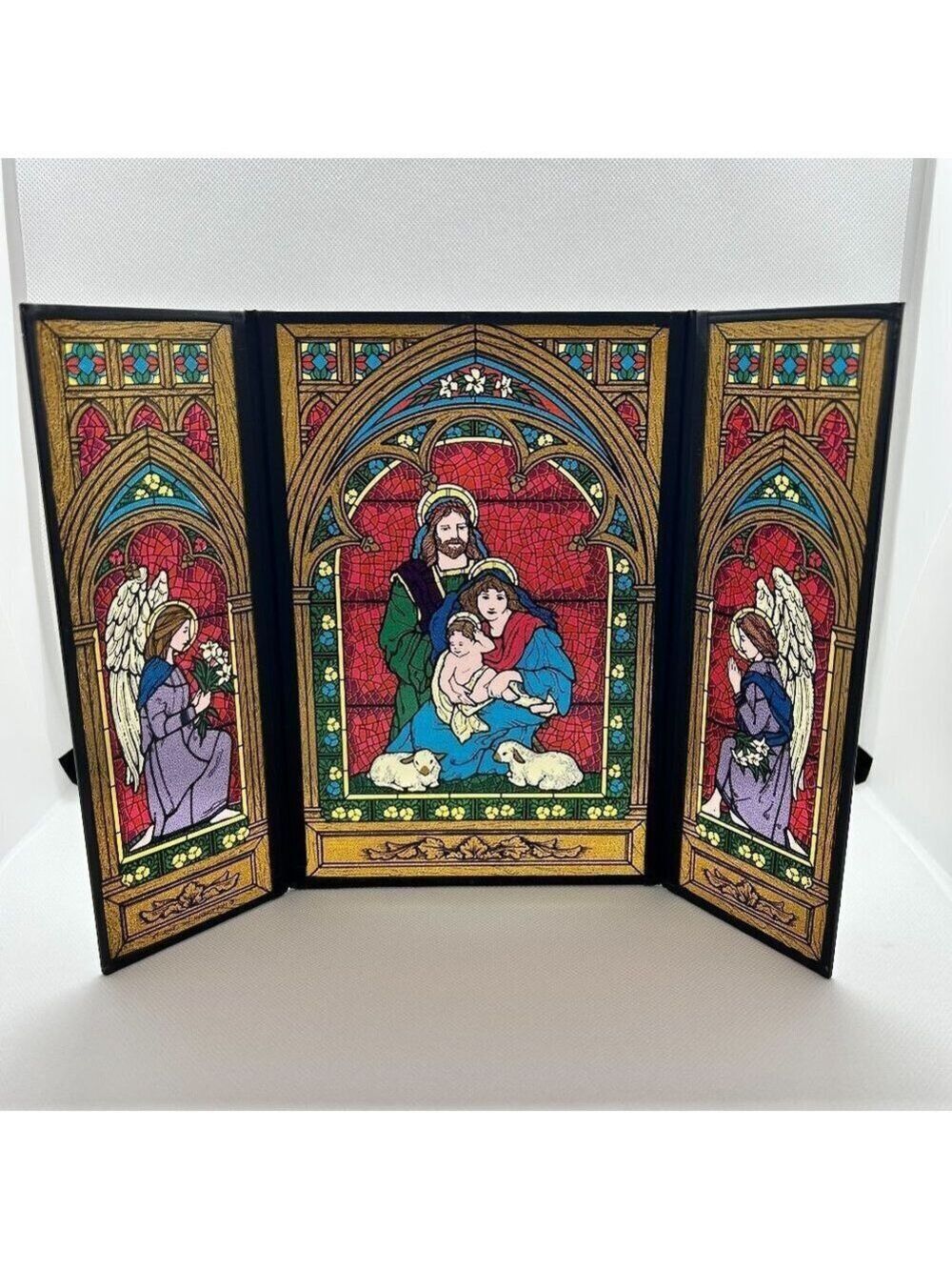 Vintage Seriglass by Yorkraft 4 x 9 double St Francis with animals stained glass